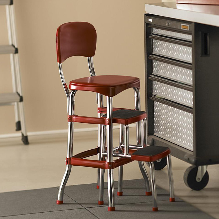 Red retro step deals stool